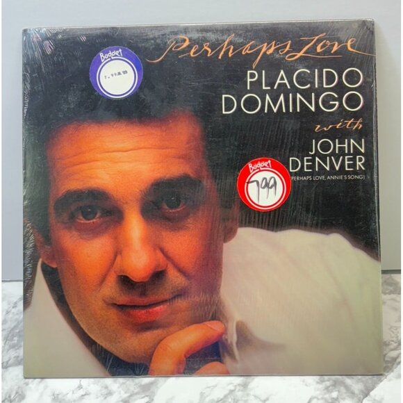 Placido Domingo with John Denver Perhaps Love Pop Vinyl LP in Shrink 1980s CBS - Picture 6 of 6